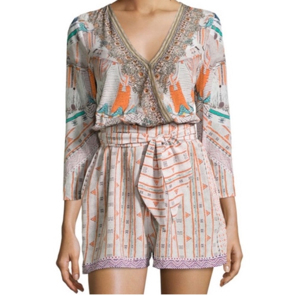Camilla Long Sleeve Silk Embellished Romper 8